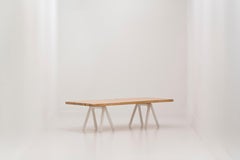 Kozka Polished White Glossy Color Carbon Steel Writing Table by Zieta