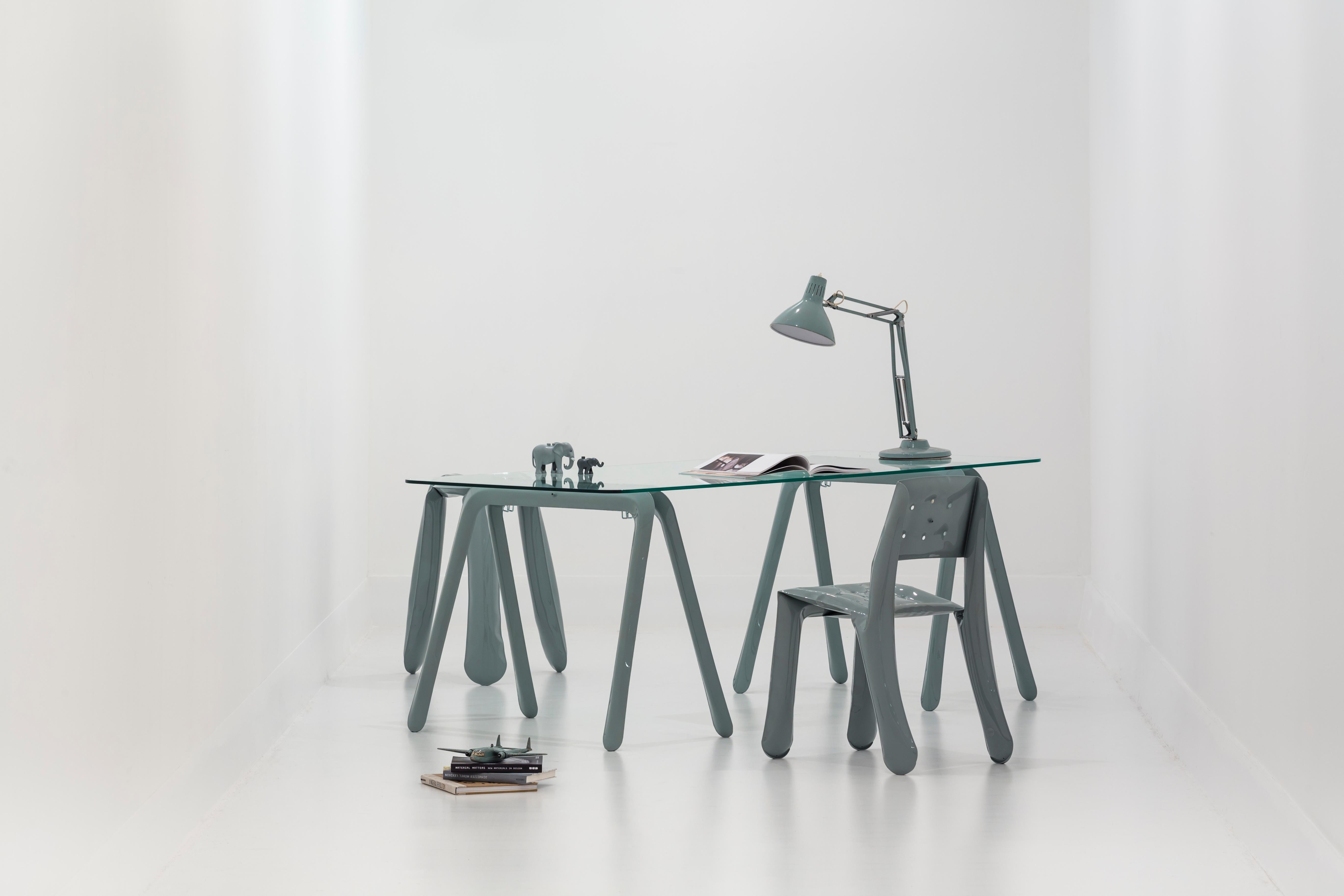 Kozka Table Base in Beige Grey Steel by Zieta For Sale 3
