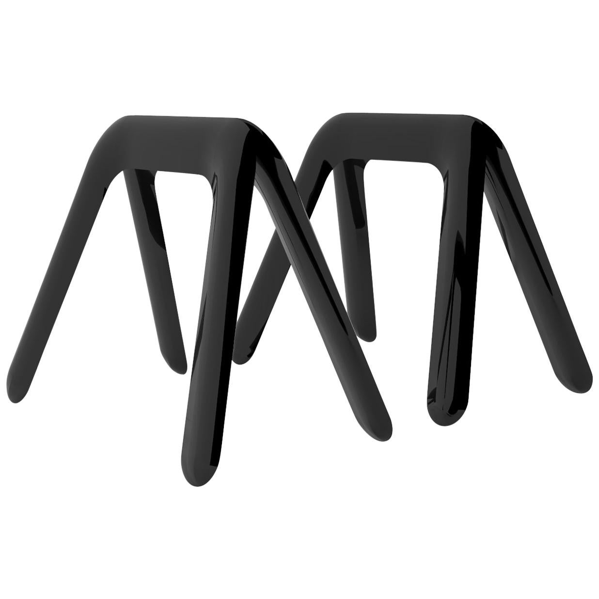 Kozka-Tischsockel aus schwarzem glänzendem Stahl von Zieta