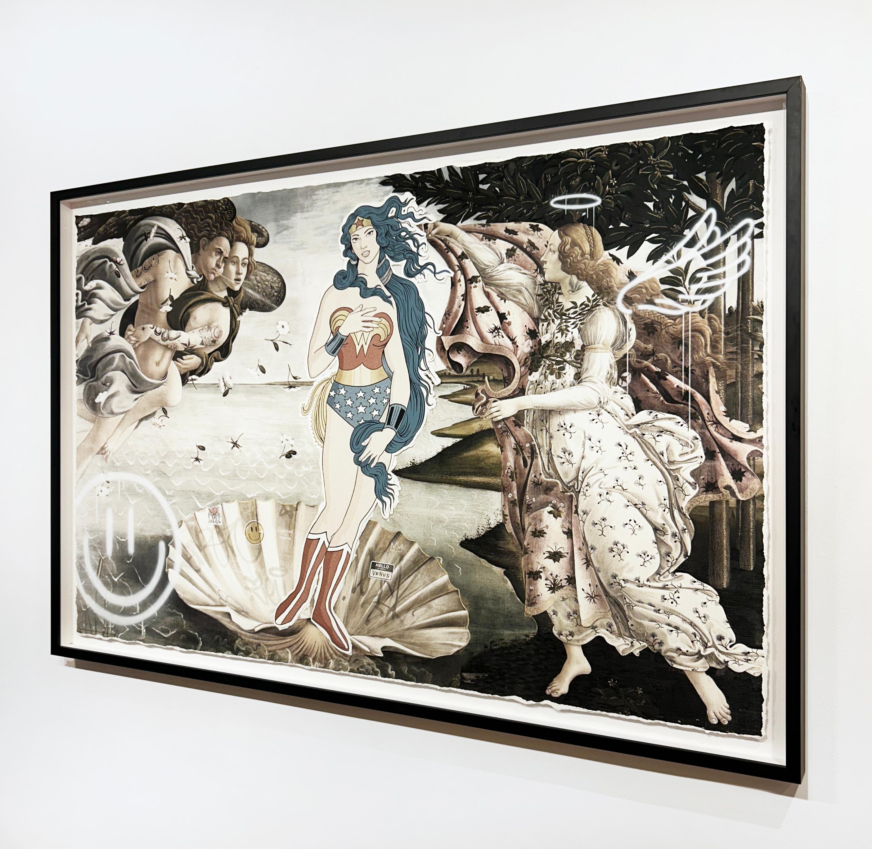 Artist:  , Kozo
Title:  The Birth of Wonder Woman
Date:  2025
Medium:  Mixed media with tattoo ink on paper
Unframed Dimensions:  44.5