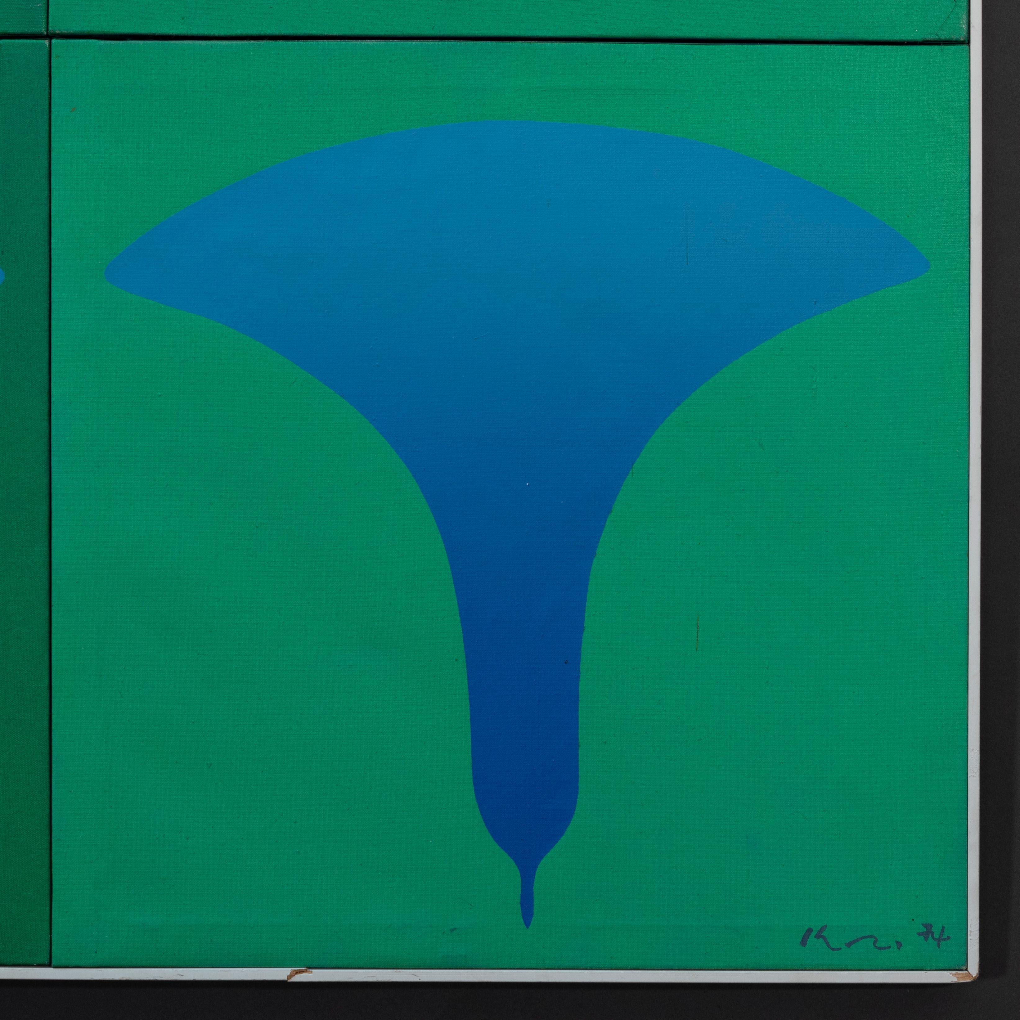 Contemporary Abstract Oriental Signed Painting - Blue Abstract Painting by Kozo Inoue