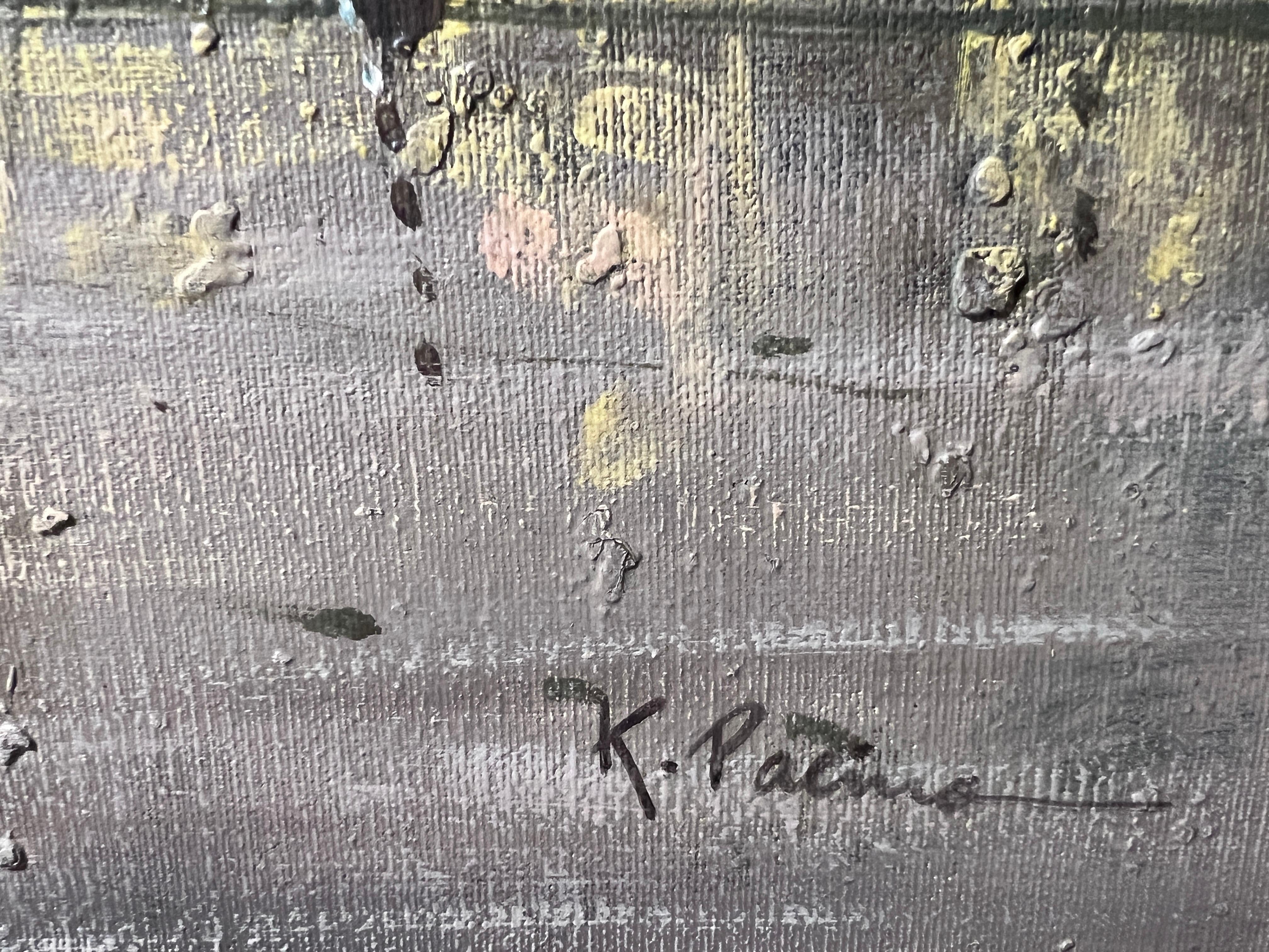 Artist K. Pacino original oil painting on canvas, Paris Street Scene, Framed For Sale 4