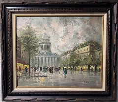 Artist K. Pacino original oil painting on canvas, Paris Street Scene, Framed