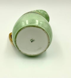 KPM Art Nouveau Hand Painted Landscape Gilt Green Porcelain Sugar and Creamer