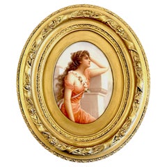 KPM Attributed Painting on Porcelain of a Beauty, Signed Wagner