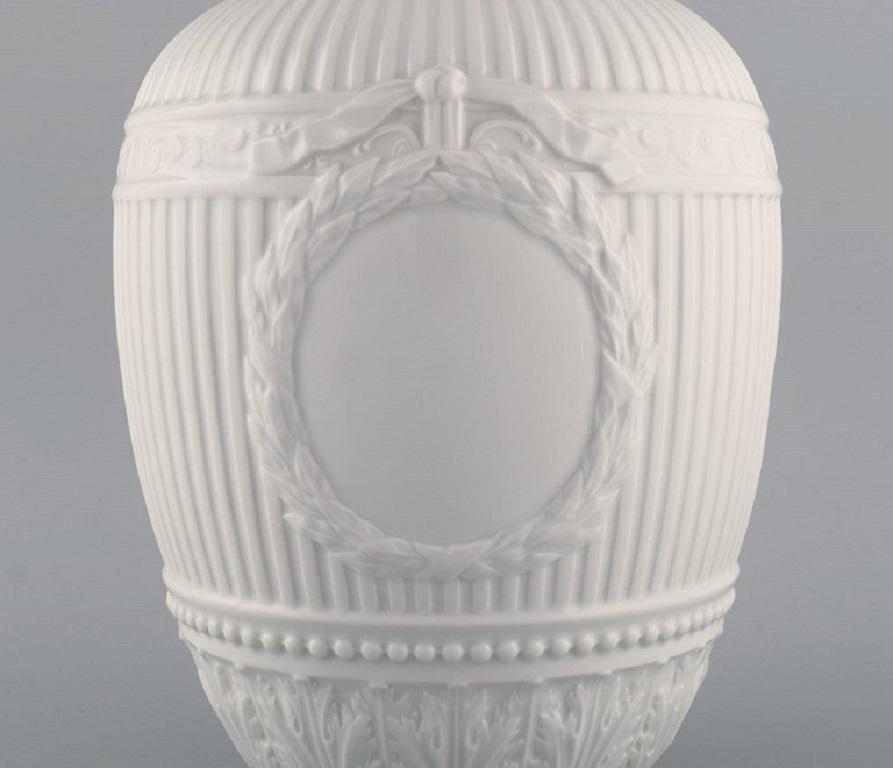 Porcelain KPM, Berlin, Antique Blanc de Chine Empire Lidded Vase with Garlands and Eagle