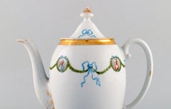 Kpm, Berlin, Coffee Pot in Hand Painted Porcelain with Blue Ribbons