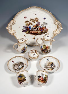 KPM Berlin Coffee Set, Dejeuner for 2 Persons, Birds, Insects & Gold, ca 1900