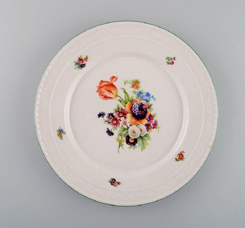 German KPM, Berlin, Five Antique Porcelain Plates with Hand-Painted Flowers