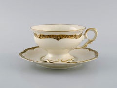 Kpm, Berlin, Five Royal Ivory Teacups with Saucers in Cream-Colored Porcelain