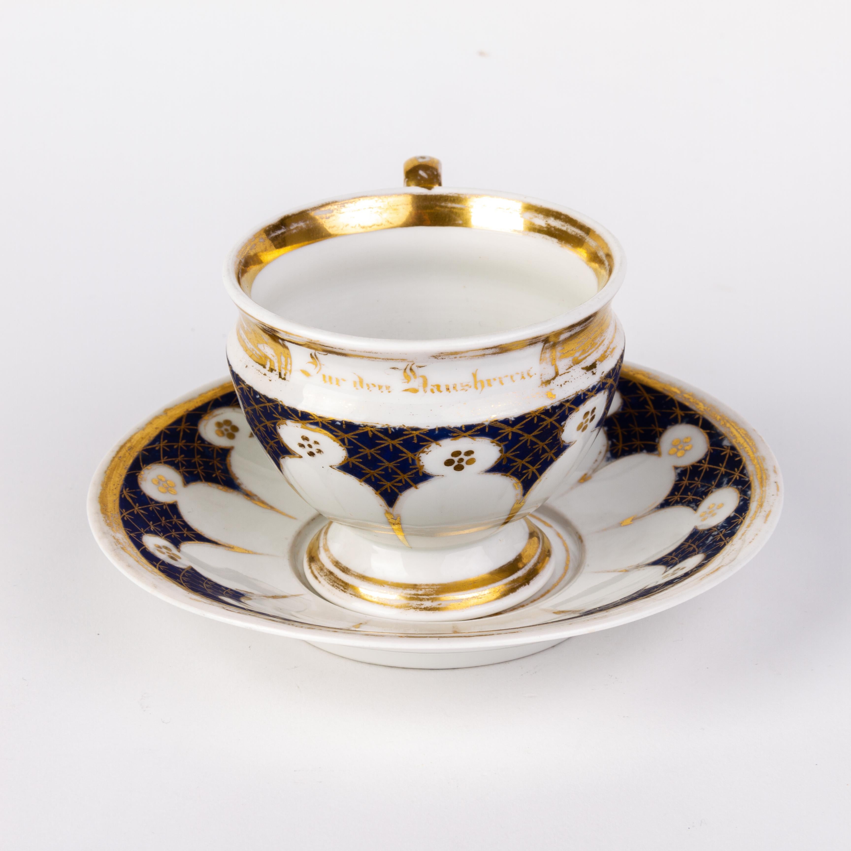 Hand-Painted KPM Berlin German Fine Gilt Porcelain Cup & Saucer ca. 1835 19th Century  For Sale