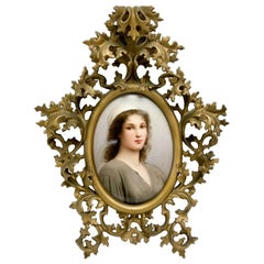 Kpm Berlin Hand Painted Porcelain Portrait Plaque of Ruth in Frame, 19th Century