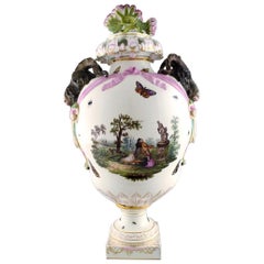 KPM, Berlin, Monumental Antique Lidded Vase in Porcelain, Museum Quality, 1780s