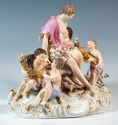 KPM Berlin Porcelain Figurine Group, Diana & Actaeon, Germany, Ca 1917