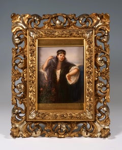 KPM Berlin Porcelain Picture Plaque Portrait of a Girl with Veil, ca 1830