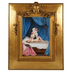 KPM Berliner Porzellanplakette „Amor Undresses Venus“ von Emil Ens, um 1860