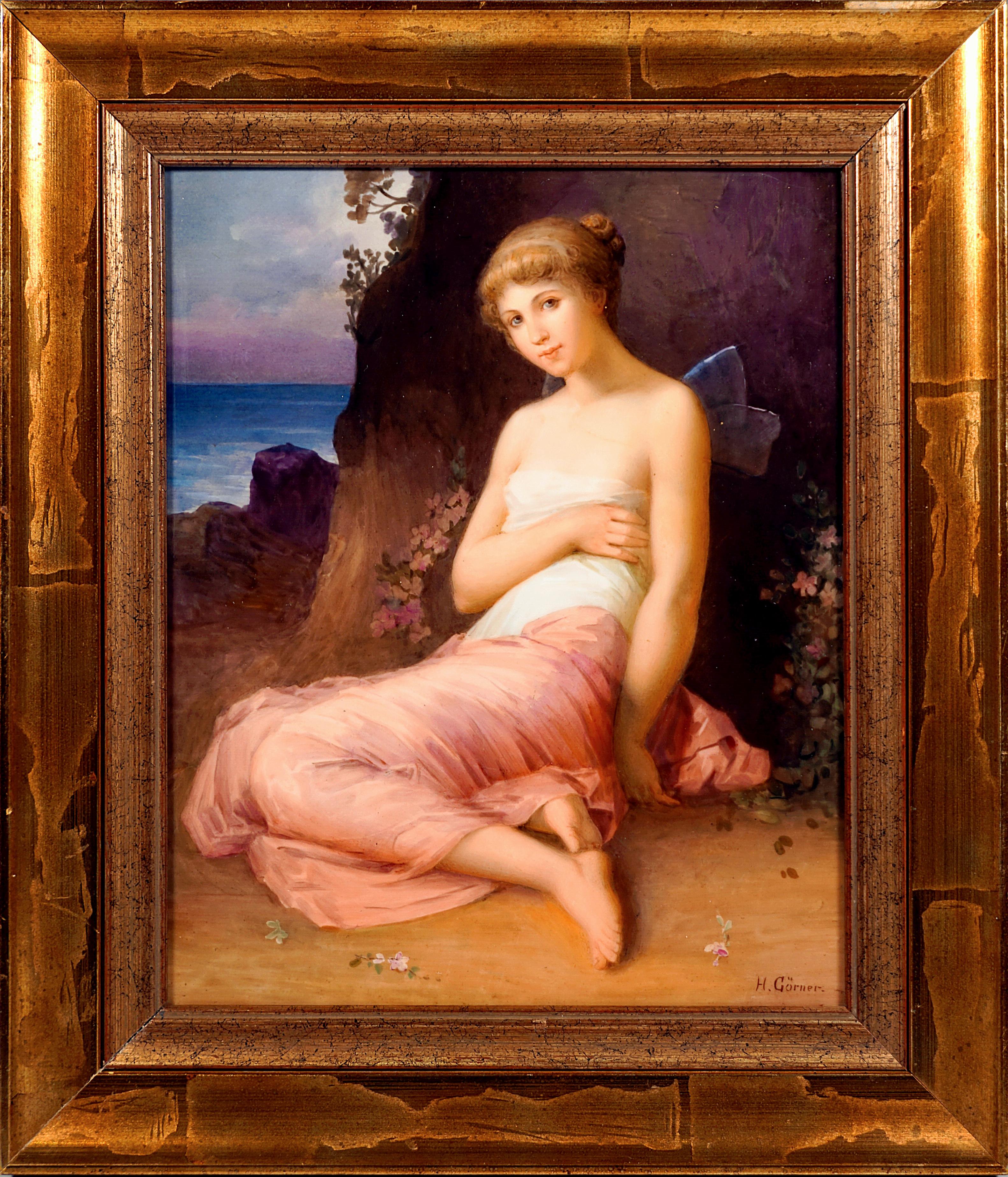 Romantic KPM Berlin Porcelain Plaque 'Psyche' after Wilhelm Kray, Germany, 19th Century