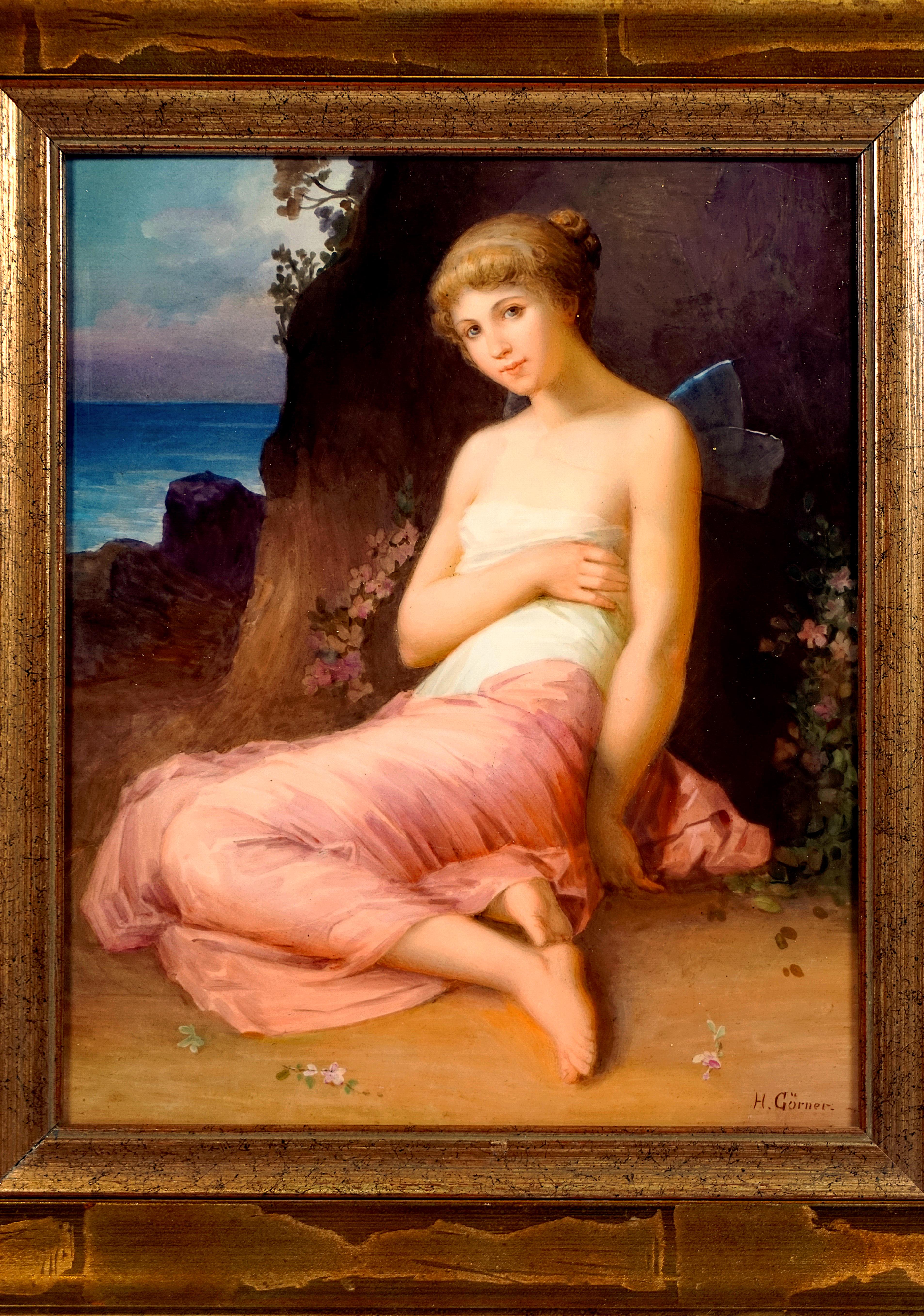 Gilt KPM Berlin Porcelain Plaque 'Psyche' after Wilhelm Kray, Germany, 19th Century