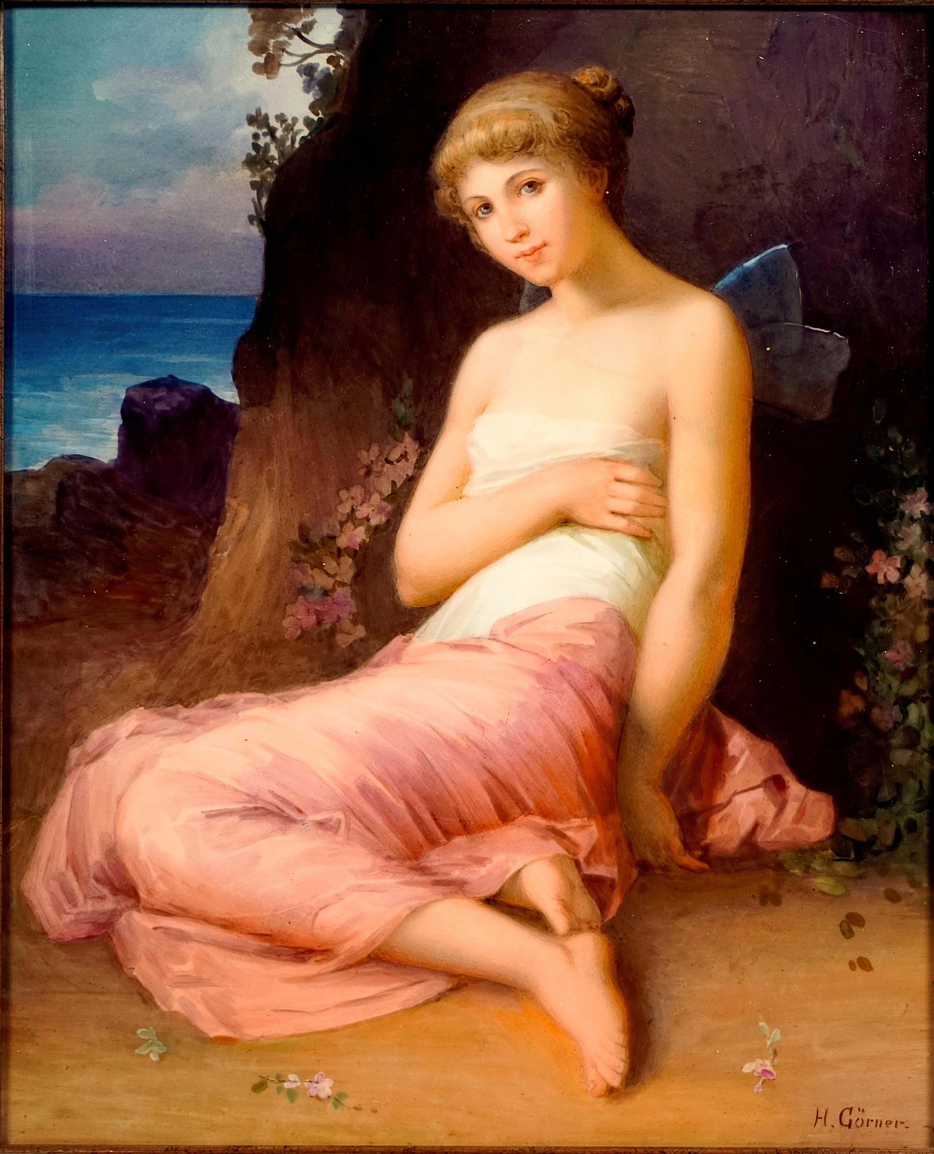 KPM Berlin Porcelain Plaque 'Psyche' after Wilhelm Kray, Germany, 19th Century In Good Condition In Vienna, AT