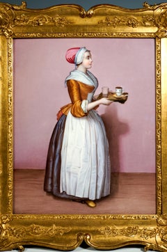 KPM Berlin Porcelain Plaque, The Viennese Girl, After Liotard, Germany, 1908