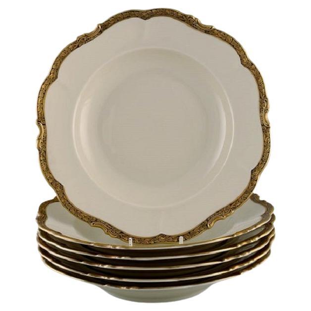 KPM, Berlin. Six Royal Ivory Deep Plates in Cream-Colored Porcelain For Sale
