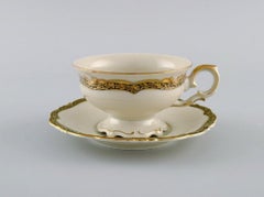KPM, Berlin, Six Royal Ivory Tea Cups with Saucers in Cream-Colored Porcelain