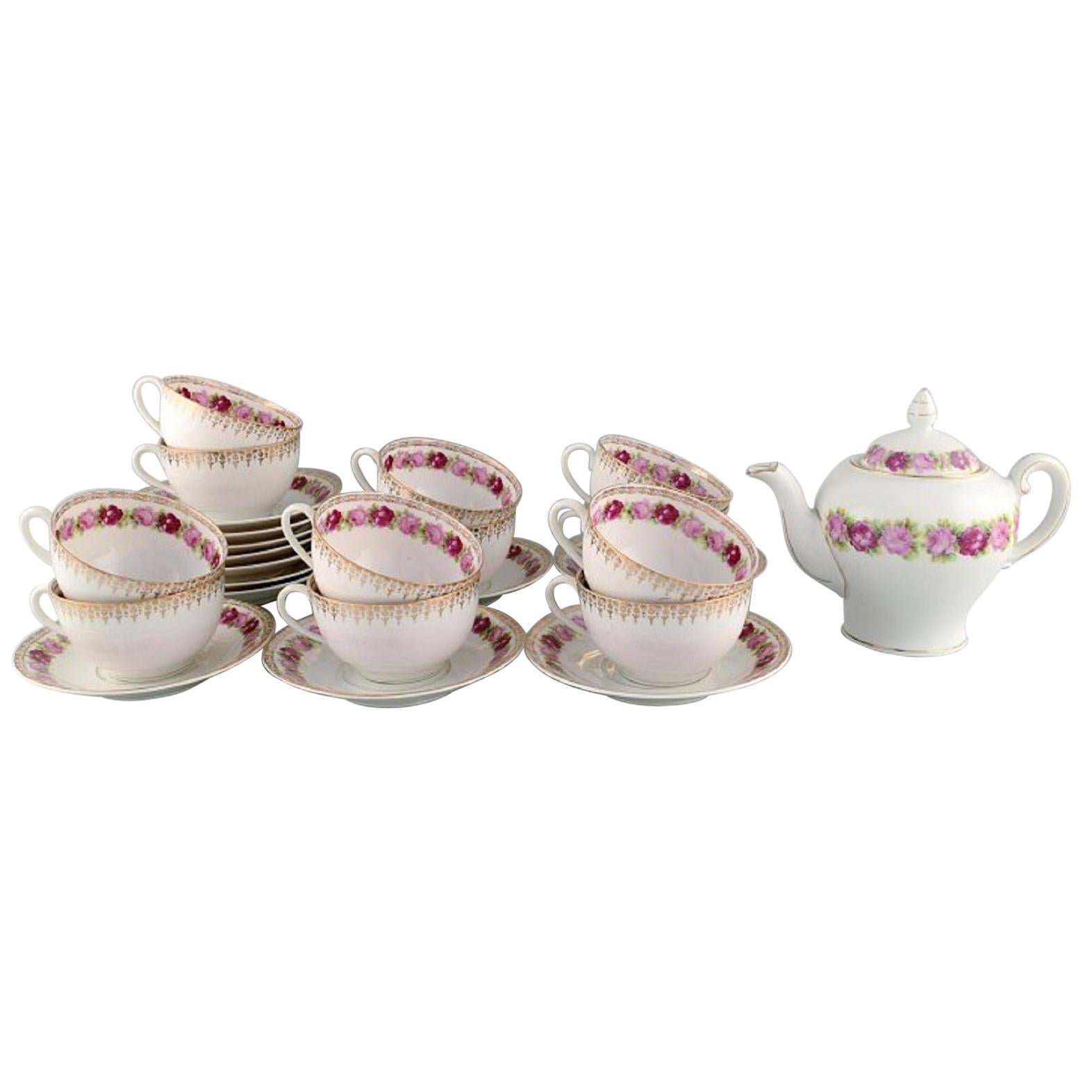 KPM, Berlin, Tea Service for 12 People in Hand Painted Porcelain with Flowers