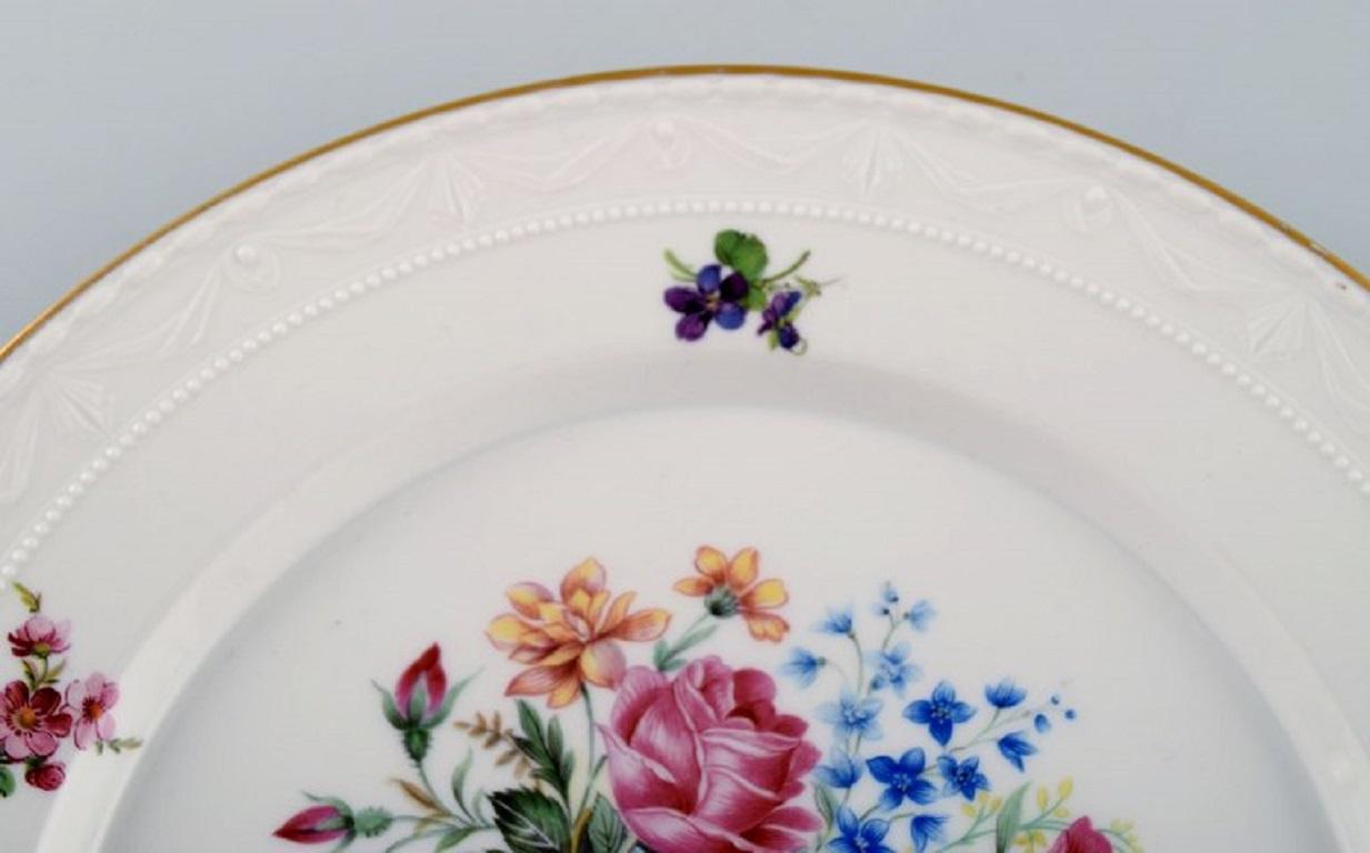 German Kpm, Berlin, Two Antique Porcelain Plates with Hand-Painted Flower Baskets For Sale
