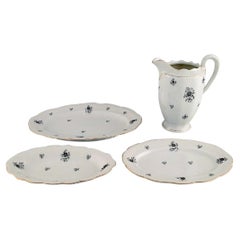 KPM, Copenhagen Porcelain Painting, Rubens Jug and Three Oval Dishes