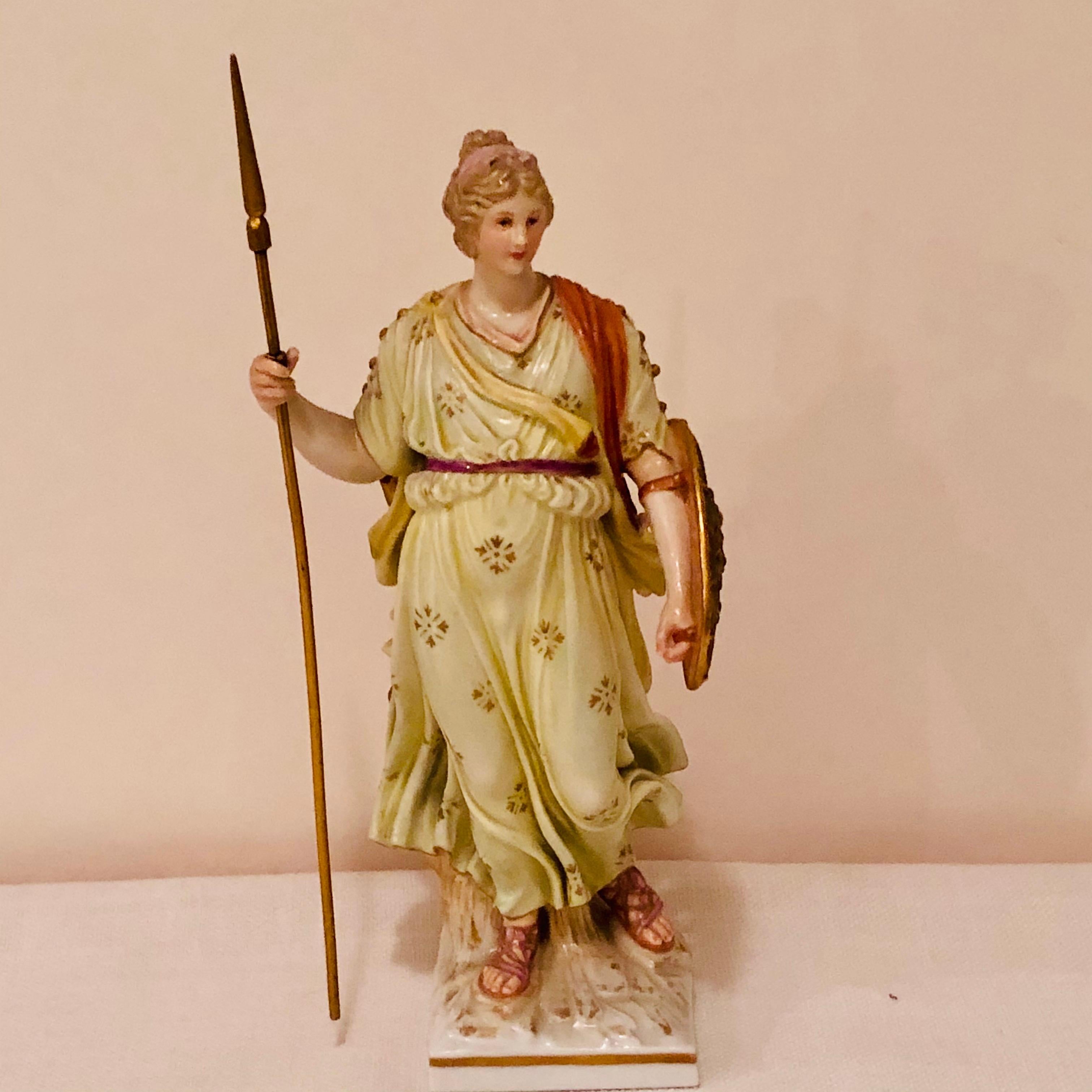 KPM Figure of a Lady Warrior Holding a Spear and a Shield with a Face with Wings For Sale 1