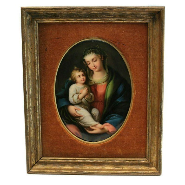 KPM Hand Painted Porcelain Plaque - Madonna and Child, 19th Century For ...