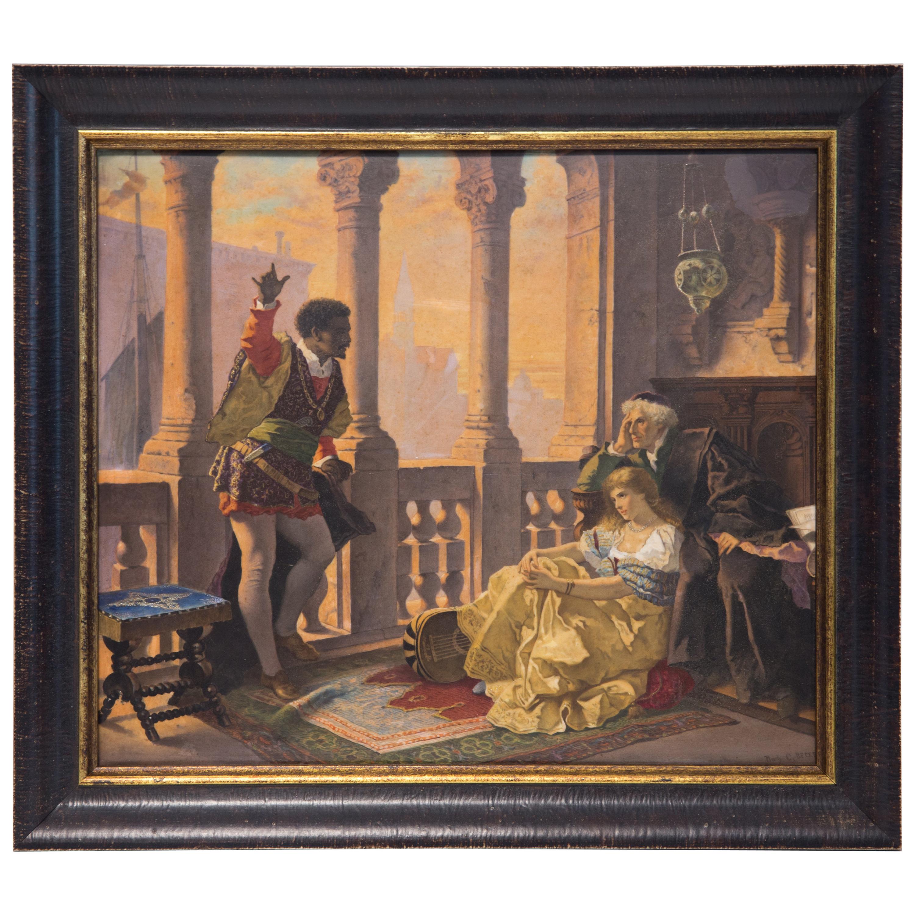 KPM Large Porcelain Plaque Hand Painted with Venetian Scene from "Othello"