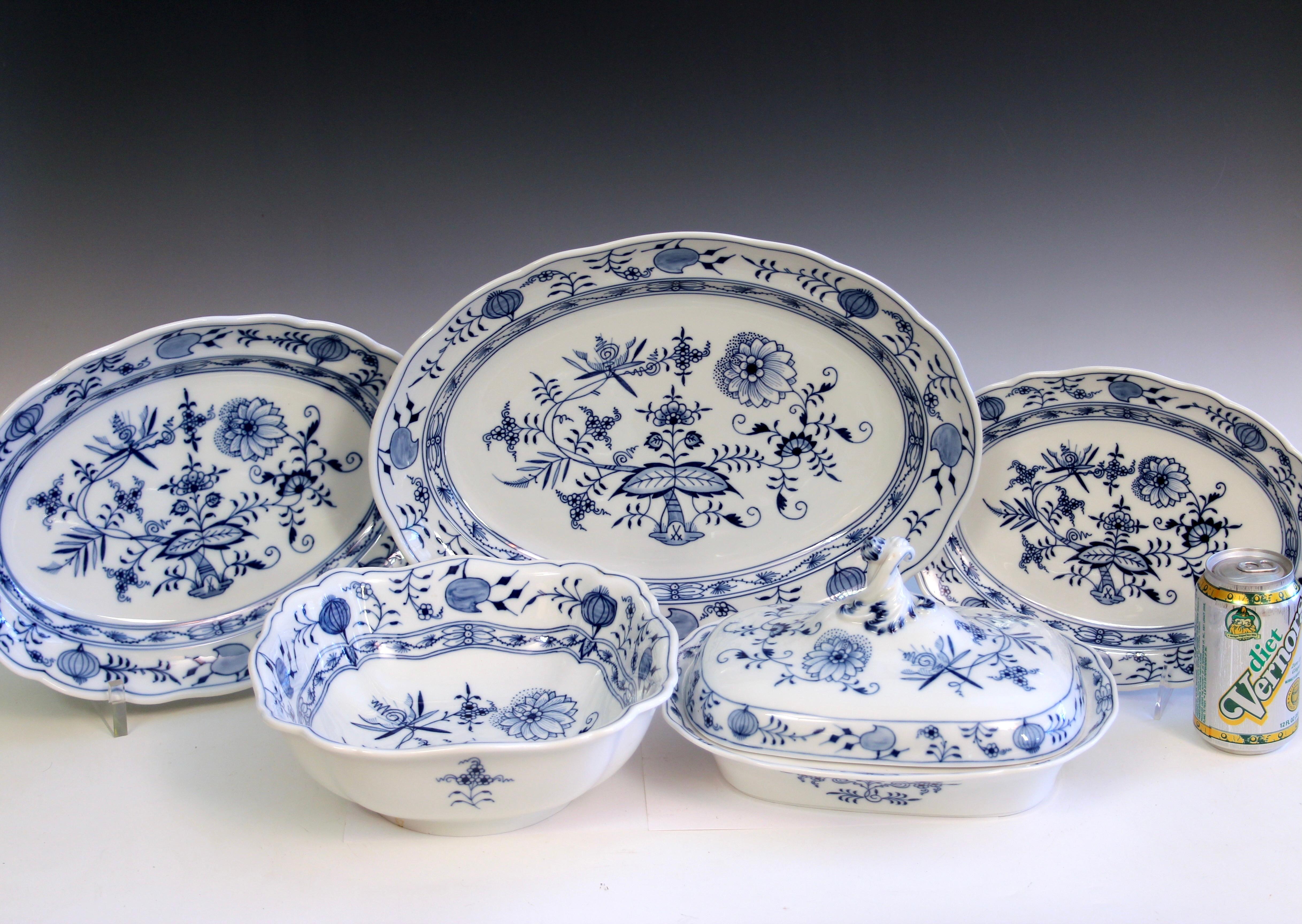 KPM Meissen Espadas Cruzadas Cebolla Azul Plato de Porcelana Alemana Bandeja 1a 12