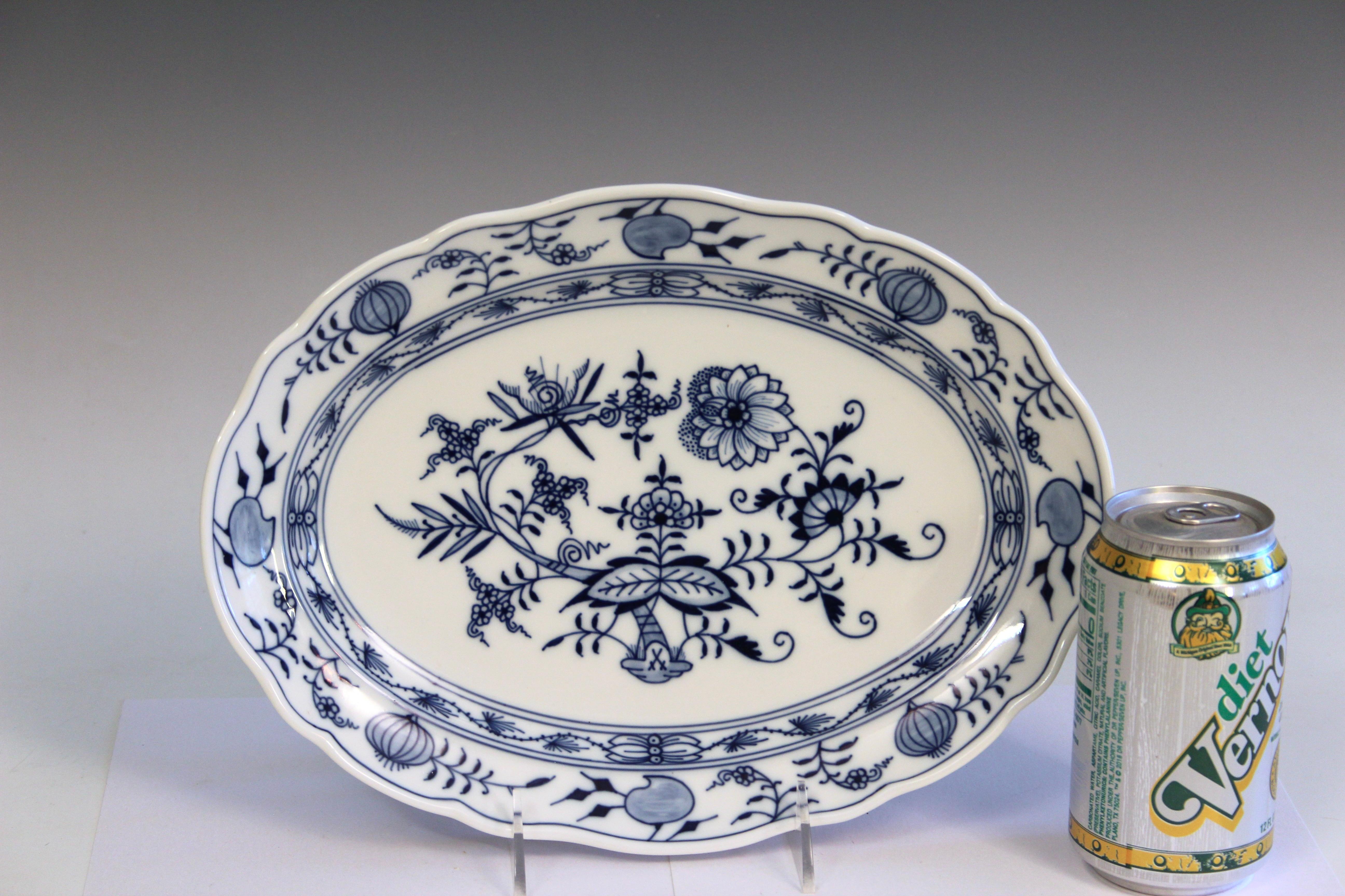 KPM Meissen Espadas Cruzadas Cebolla Azul Plato de Porcelana Alemana Bandeja 1a 12