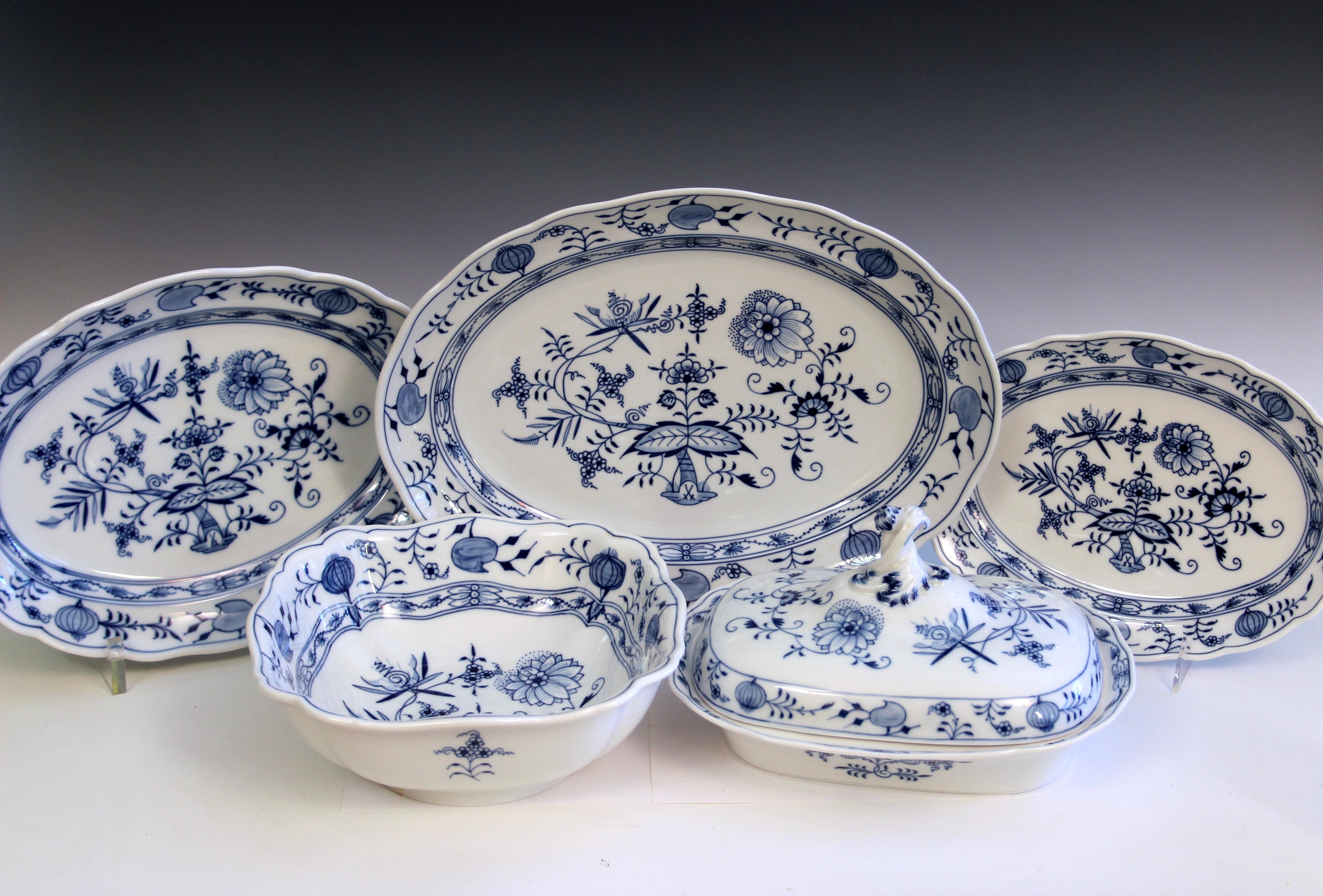 KPM Meissen Espadas Cruzadas Cebolla Azul Plato de Porcelana Alemana Bandeja 1a 12