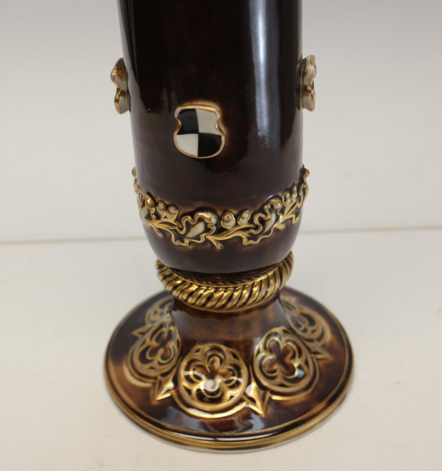 19th Century KPM Porcelain and Gilt Vase, Applied Checkered Accents, circa 1850 For Sale