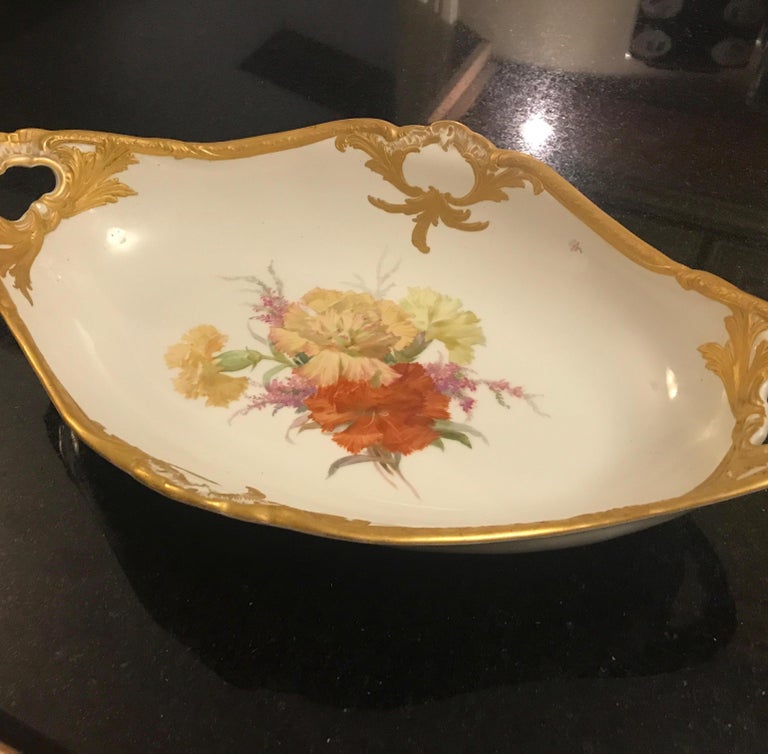 Hand-Painted KPM Porcelain Hand Painted Oval Bowl, 19th Century For Sale
