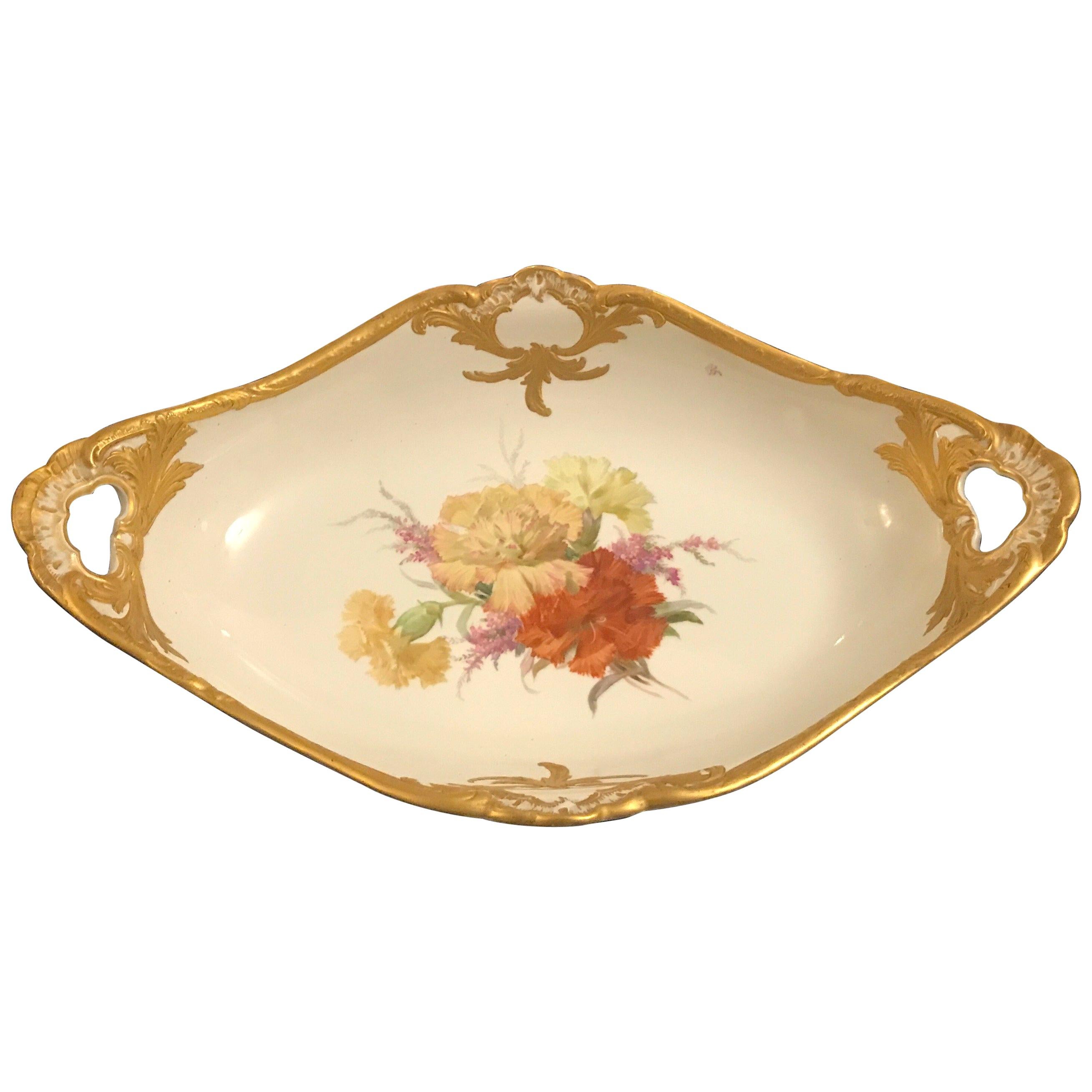 Cuenco oval pintado a mano de KPM Porcelain, Siglo XIX