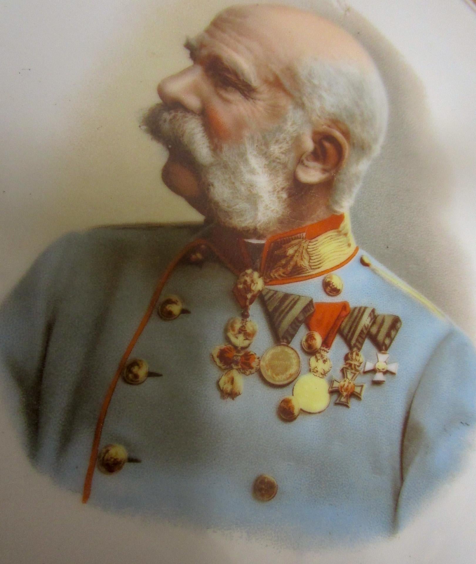 Painted KPM Porcelain Painting of Franz Josef of Austria in Ornate Giltwood Frame For Sale