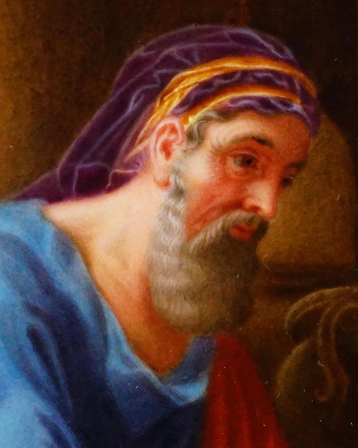 Tedesco KPM Porcelain Plaque Depicting Abraham Expelling Hagar and Ishmael in vendita