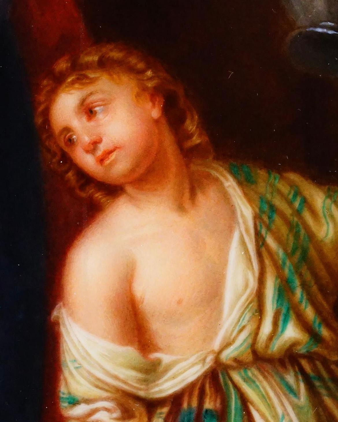 Dipinto a mano KPM Porcelain Plaque Depicting Abraham Expelling Hagar and Ishmael in vendita