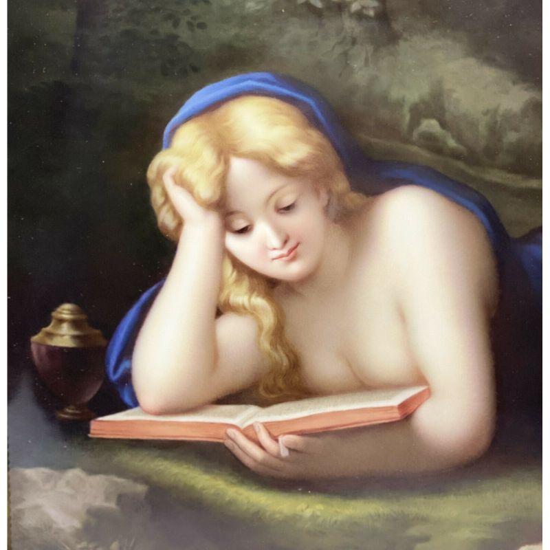 KPM Porcelain Plaque Mary Magdalene Reading after Corregio, 19th Century In Good Condition In Gardena, CA