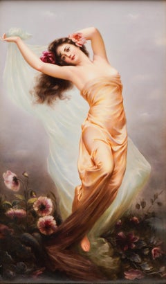 A Rare KPM Rectangular Porcelain Plaque of a Beautiful Floating Lady, Circa 1900