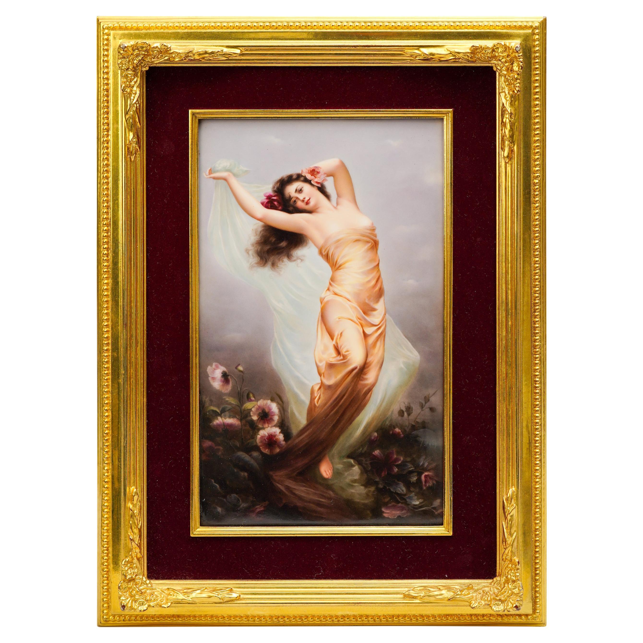 KPM Porcelain Plaque of a Beautiful Floating Lady For Sale