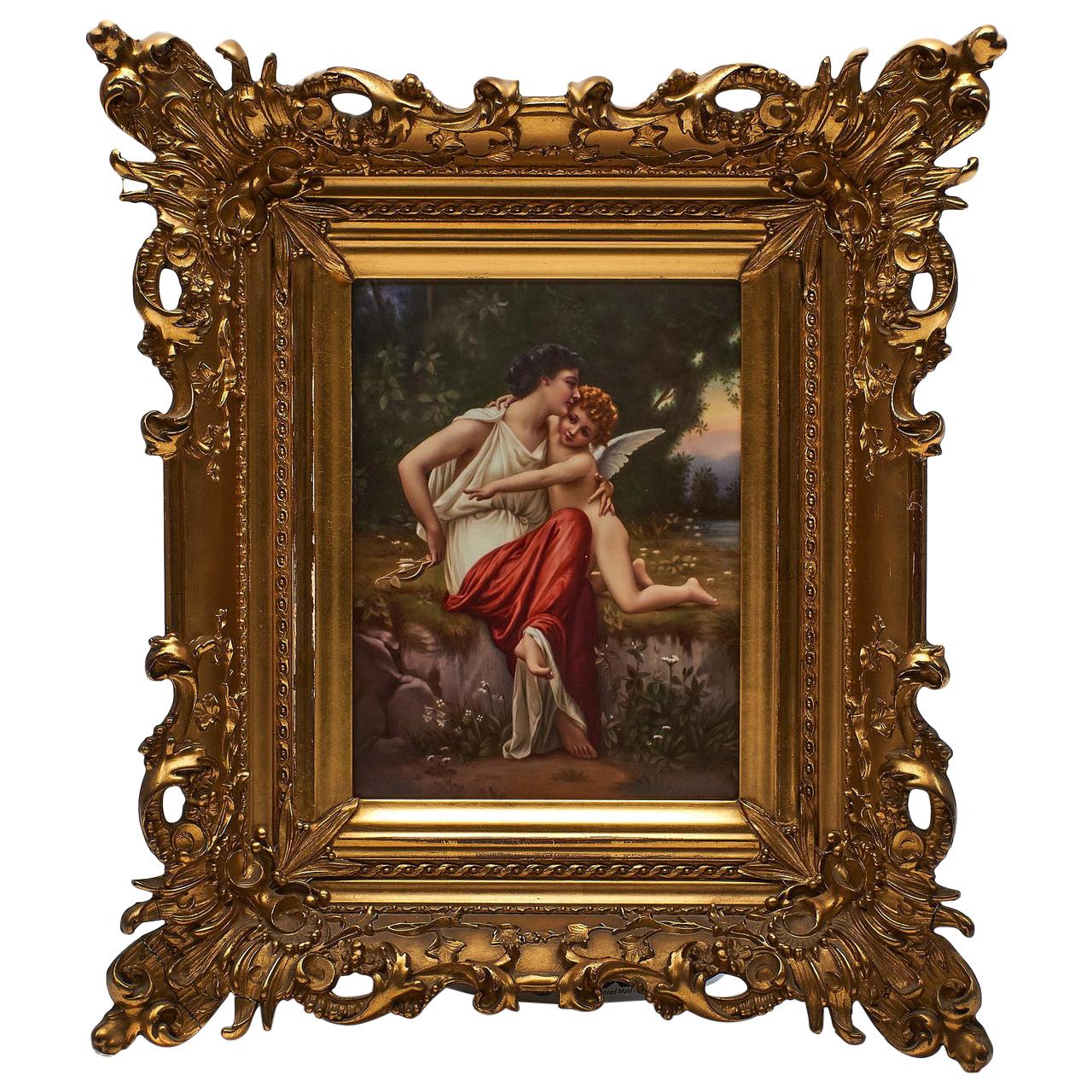 KPM Porcelain Plaque of a Goddess and Cupid For Sale