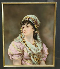 KPM Porcelain Plaque of a Gypsy, 19th Century. Signed Wirkner