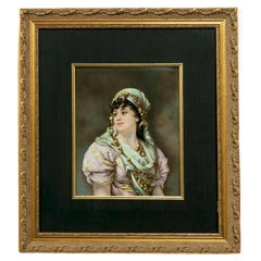 Antique KPM Porcelain Plaque of a Gypsy, 19th Century. Signed Wirkner 