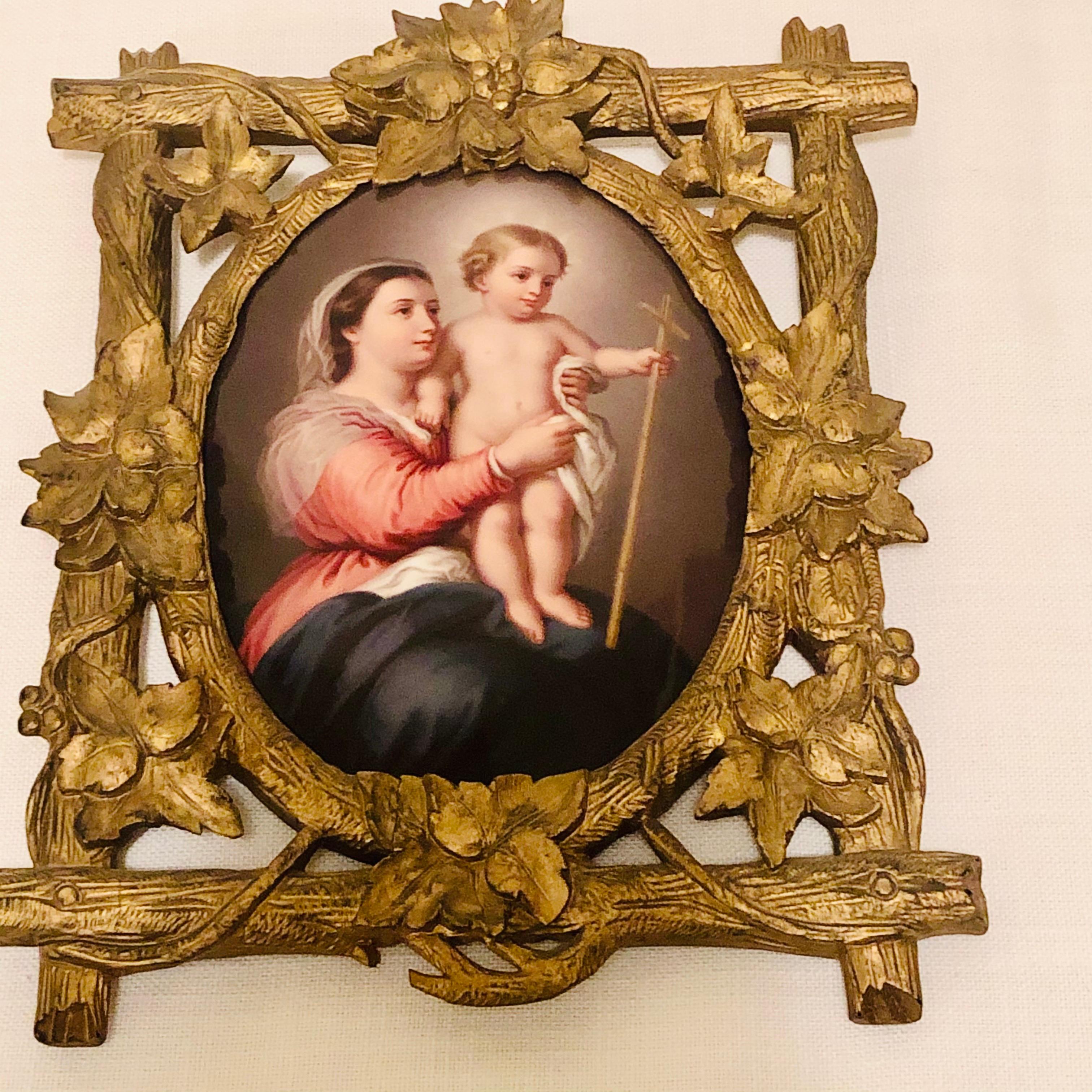 KPM Porcelain Plaque of Madonna and Child in Gilded Black Forest Frame ...