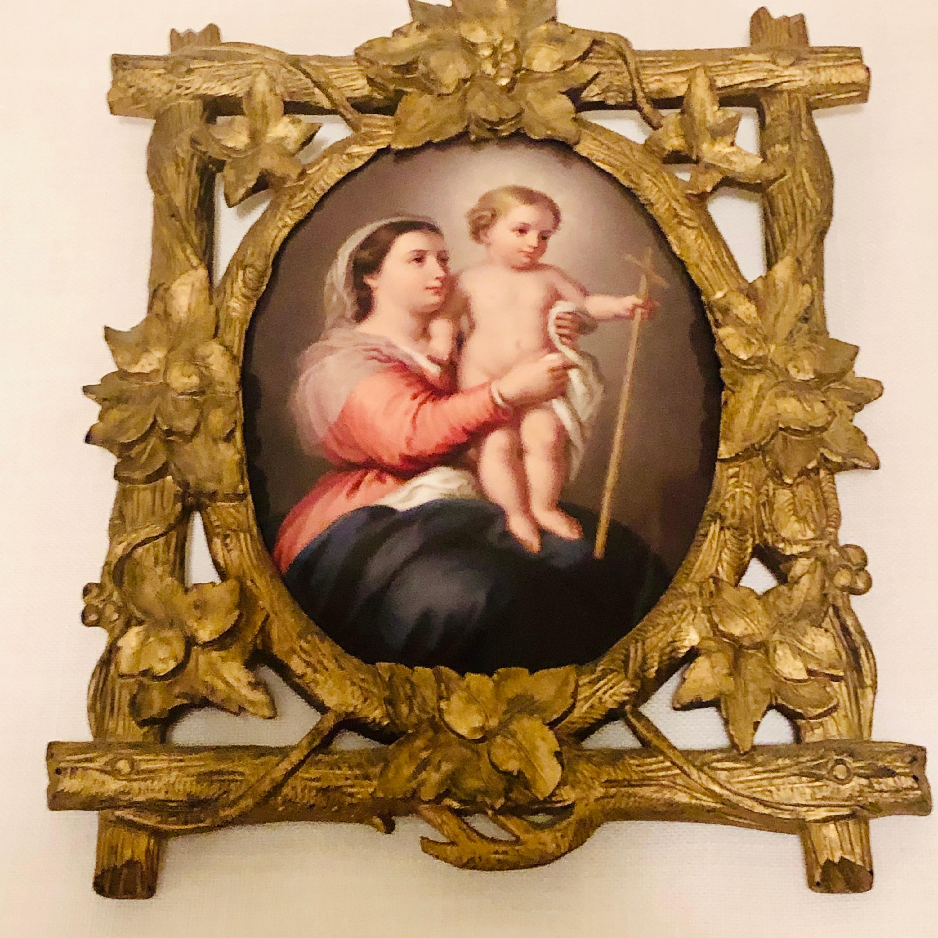 KPM Porcelain Plaque of Madonna and Child in Gilded Black Forest Frame ...