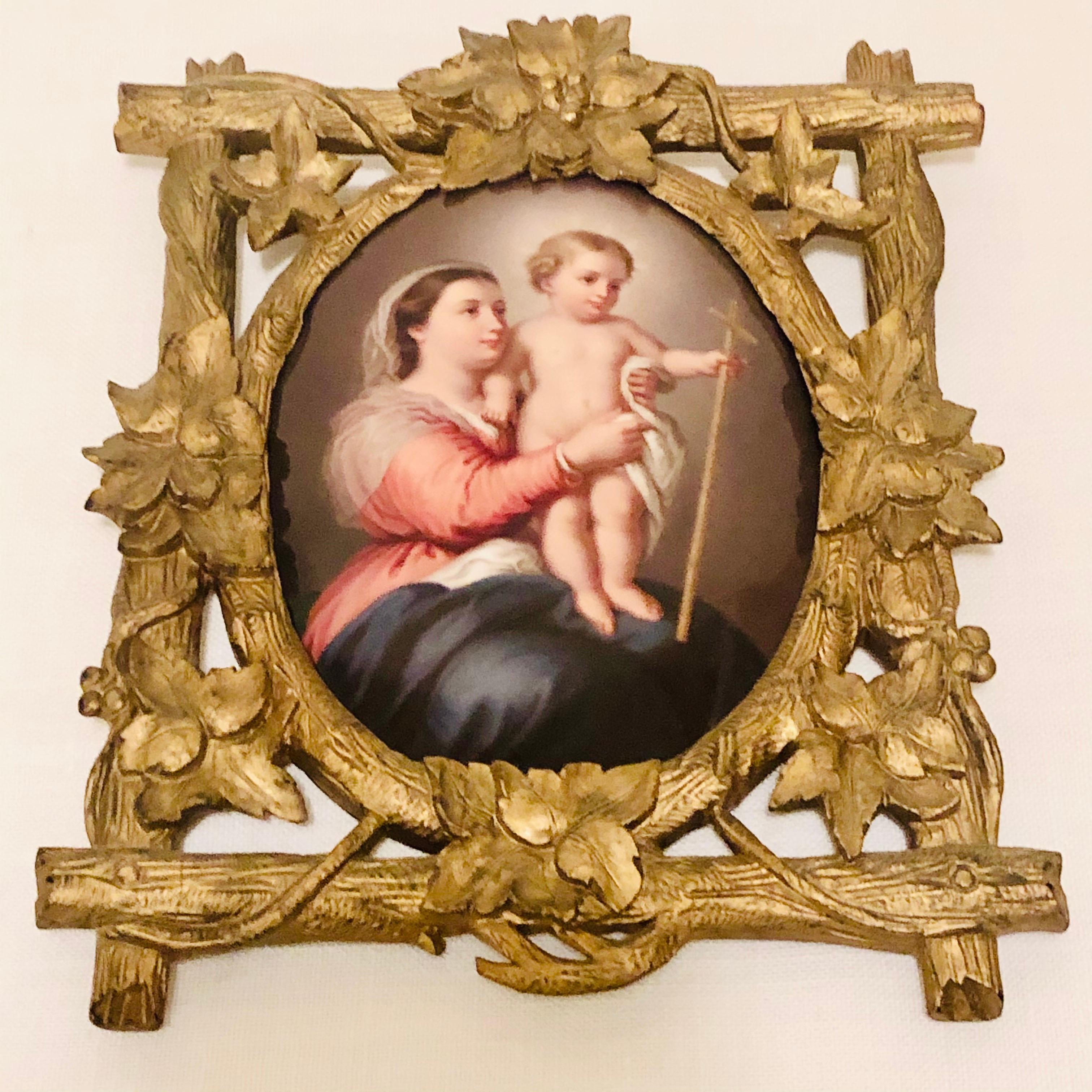 KPM Porcelain Plaque of Madonna and Child in Gilded Black Forest Frame ...